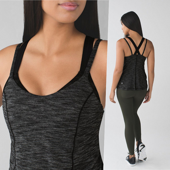 Lululemon Lightweight Camo Bra Relaxed Tank Slim 6 Gray Black NWOT - Picture 1 of 14